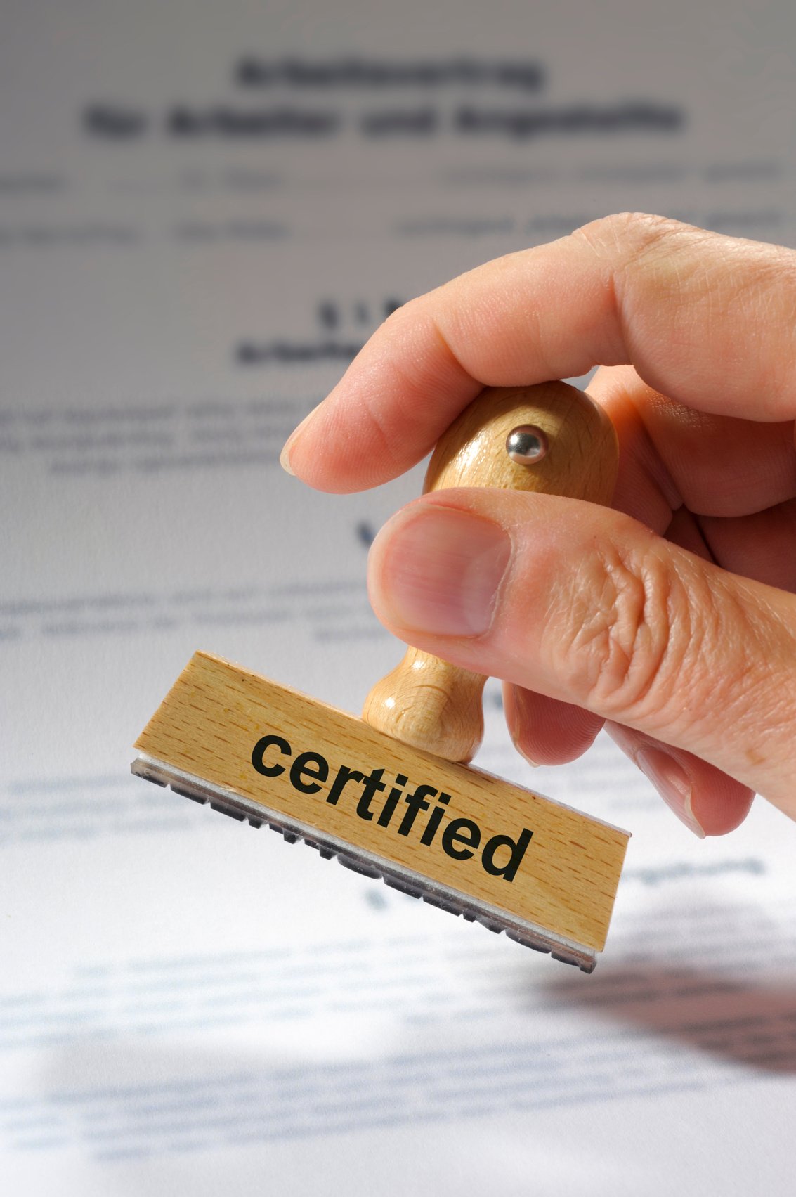 certified printed on rubber stamp