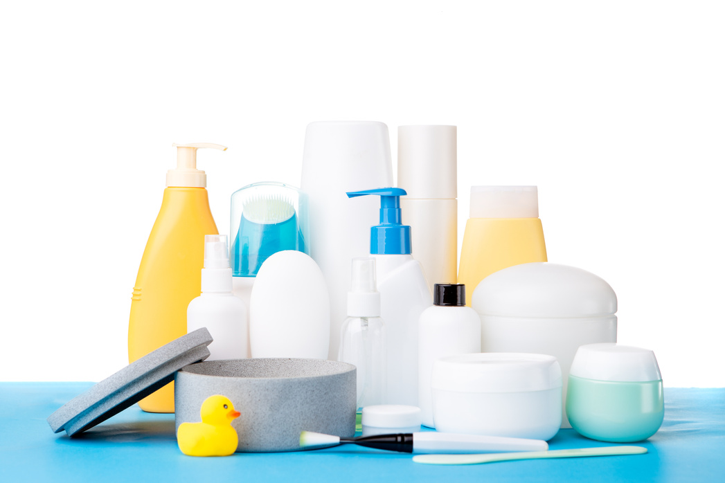 A lot of different cosmetic products for personal care